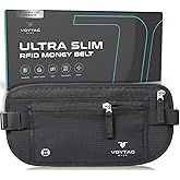 Travel Money Belt & Passport Holder - RFID Blocking Slim Travel Wallet & Fanny Pack for Men and Women - Essential Travel Pouch for Cash, Credit Cards, and Documents