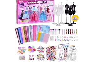 ONE TO FOUR 800+Pcs - Fashion Designer Kit for Girls with 6 Mannequins - Arts and Crafts Kit- Sewing Kit for Kid Ages 8-12 -Girl Gift Age 6 7 8 9 10 11 12-Gifts for Teen Girls