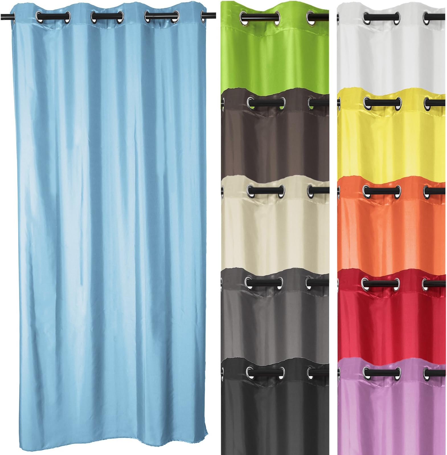 MIADOMODO Blackout Curtain with Eyelets – 140 x 175 cm, Blue – Size Choice of Colours