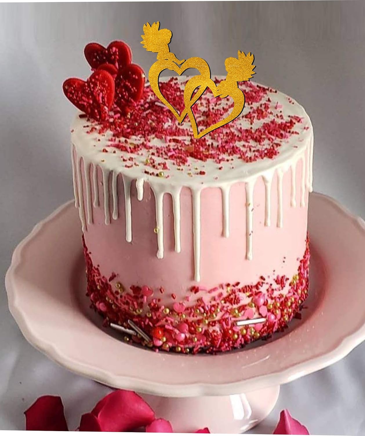 Decor Kafe Heart Glitter Cake Topper Valentine Special to Celebrate a