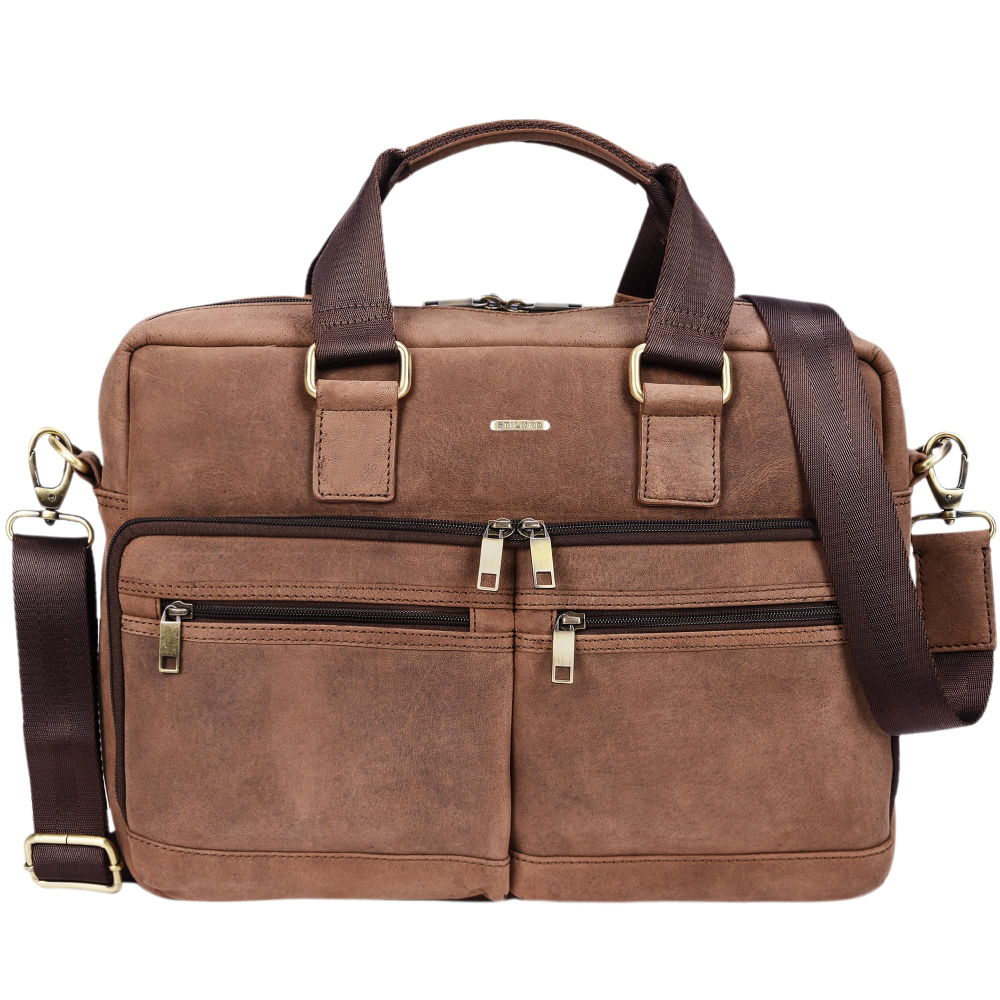 STILORD "Vito" Vintage Business Bag Leather Vito 11 Liters Colour:Torino - Brown