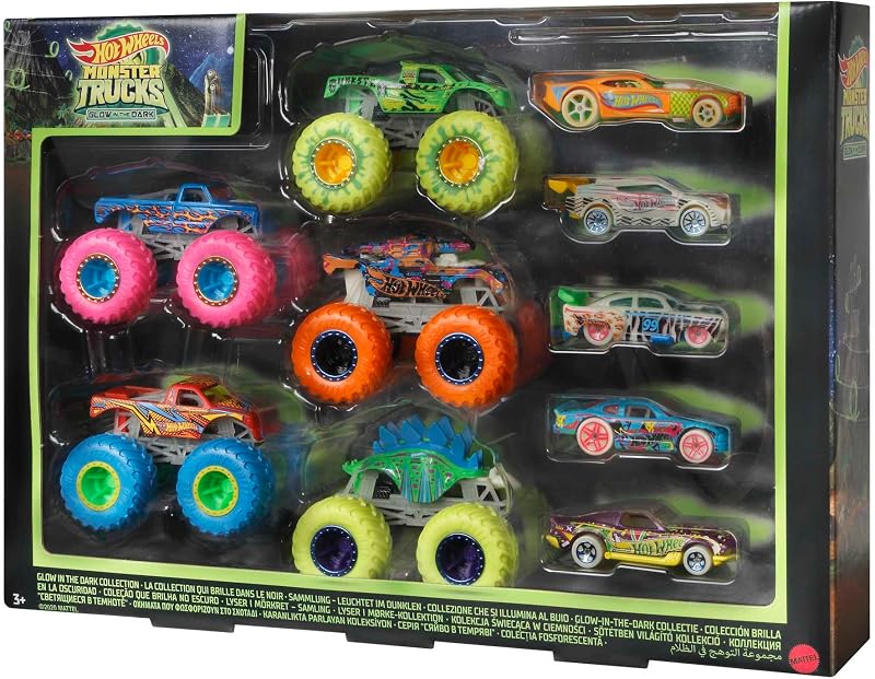 Monster Trucks Coffret 10 Véhicules Phosphorescents