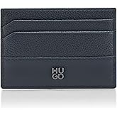 HUGO, Stacked Logo Leather Credit Card Case, navy zone, One Size