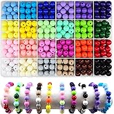 408Pcs 10mm Acrylic Round Beads for Jewelry Making, 24 Colors Rainbow Round Beads for Bracelets Making Kit Candy Color Plastic Bubble Gum Beads Pastel Loose Beads Bulk for DIY Necklace Crafts (10mm)