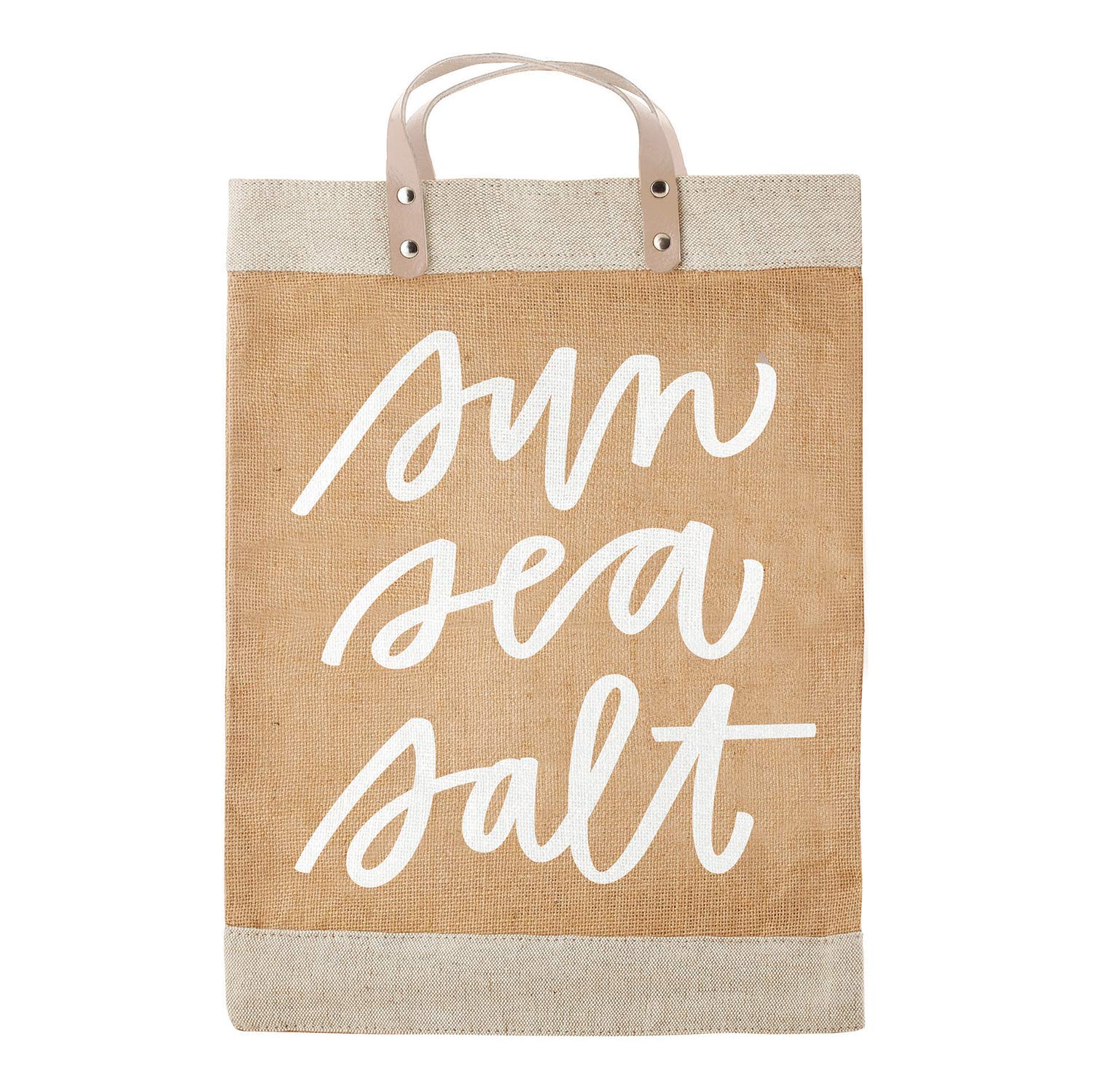 SB Design Studio Waterproof Jute Tote Bag, Sun Sea Salt, L