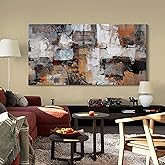 Wall Art for Living Room - Abstract Canvas Wall Decor, Modern Minimalist Painting in Black and White - Framed pictures for Bedroom, Office Artwork, Brown Bedroom Wall Decor Above Bed 29×58IN