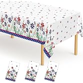 HAMDKS 3 Pack 4th of July Tablecloths, 108" x 54" Patriotic Memorial Day Tablecloth, Poppy Red White and Blue Disposable Table Cloth Plastic Table Cover for 250th Anniversay Memorial Day Decorations