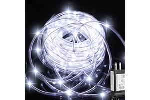 PUHONG (New Rope Lights, 100FT 300 LED Connectable Rope Lights, Waterproof Tube Lights with 8 Modes for Indoor Outdoor, Deck, Pool, Landscape, Background, Trees, Bridges, Eaves Decoration (White)
