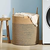 Nunsino 80L Laundry Hamper Basket,Baby Nursery Woven Storage Basket for Toys Bin,Pillows,Blankets,Clothes,Dark&Brown