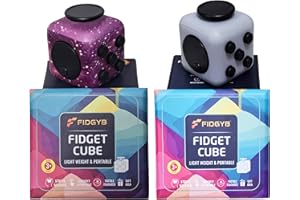 FIDGYB 2PCS Cube Fidget Stress Relief Toy for Adults & Kids, Smooth, Quiet Sensory Toy for Anxiety, Focus & ADHD Idea[Starry+LGB][2PCS]