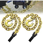 FITHOIST G80 Trailer Safety Chain 36 Inch | Tow Chains with 3/8’’ Clevis Snap Hook & Chain Retainer | 2-Pack Heavy Duty Chains WLL 25,000 lbs for Towing