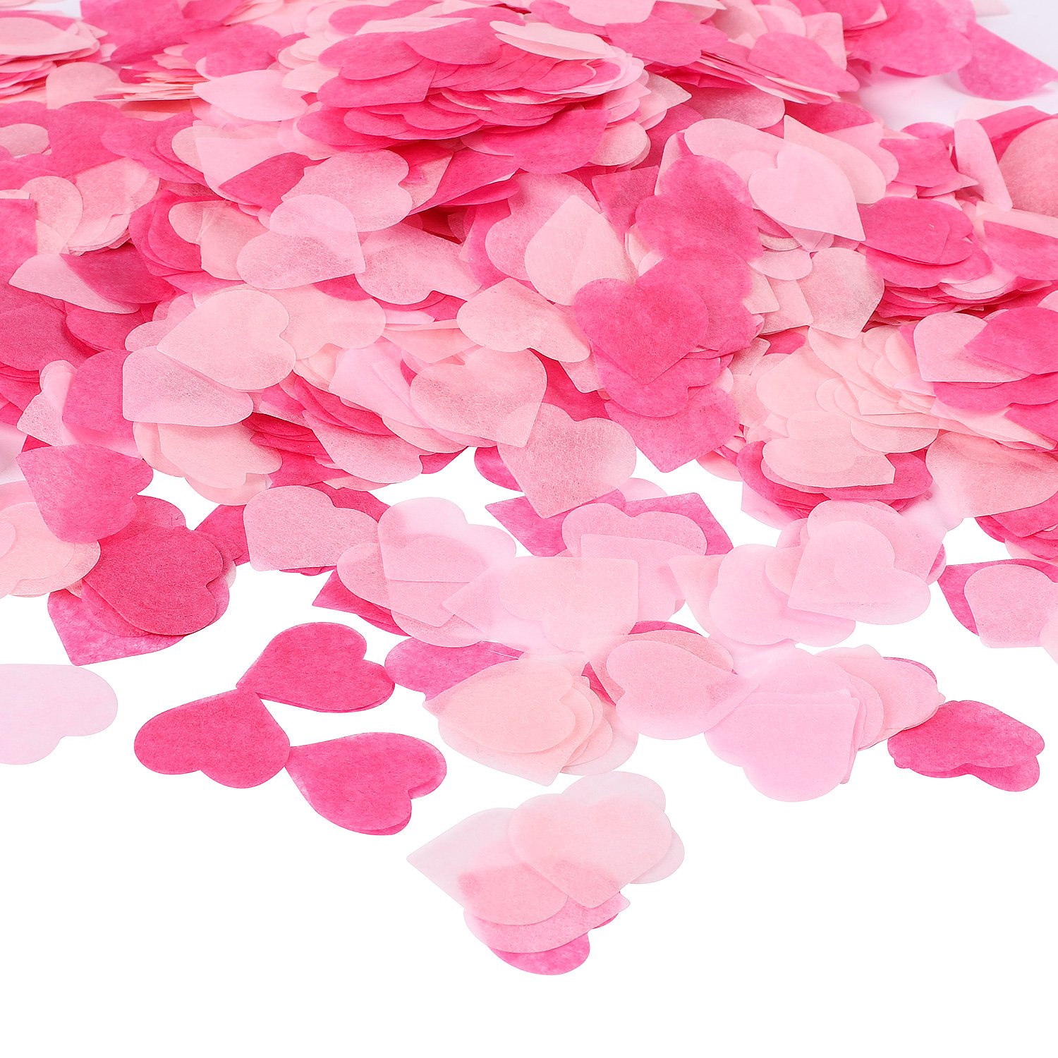 Whaline Valentine’s Day Heart Paper Confetti 1 Inch Pink Tissue Confetti Party Table Decorations for Balloon, Wedding, Valentine's Day, Holiday, Birthday, 6000 Pieces