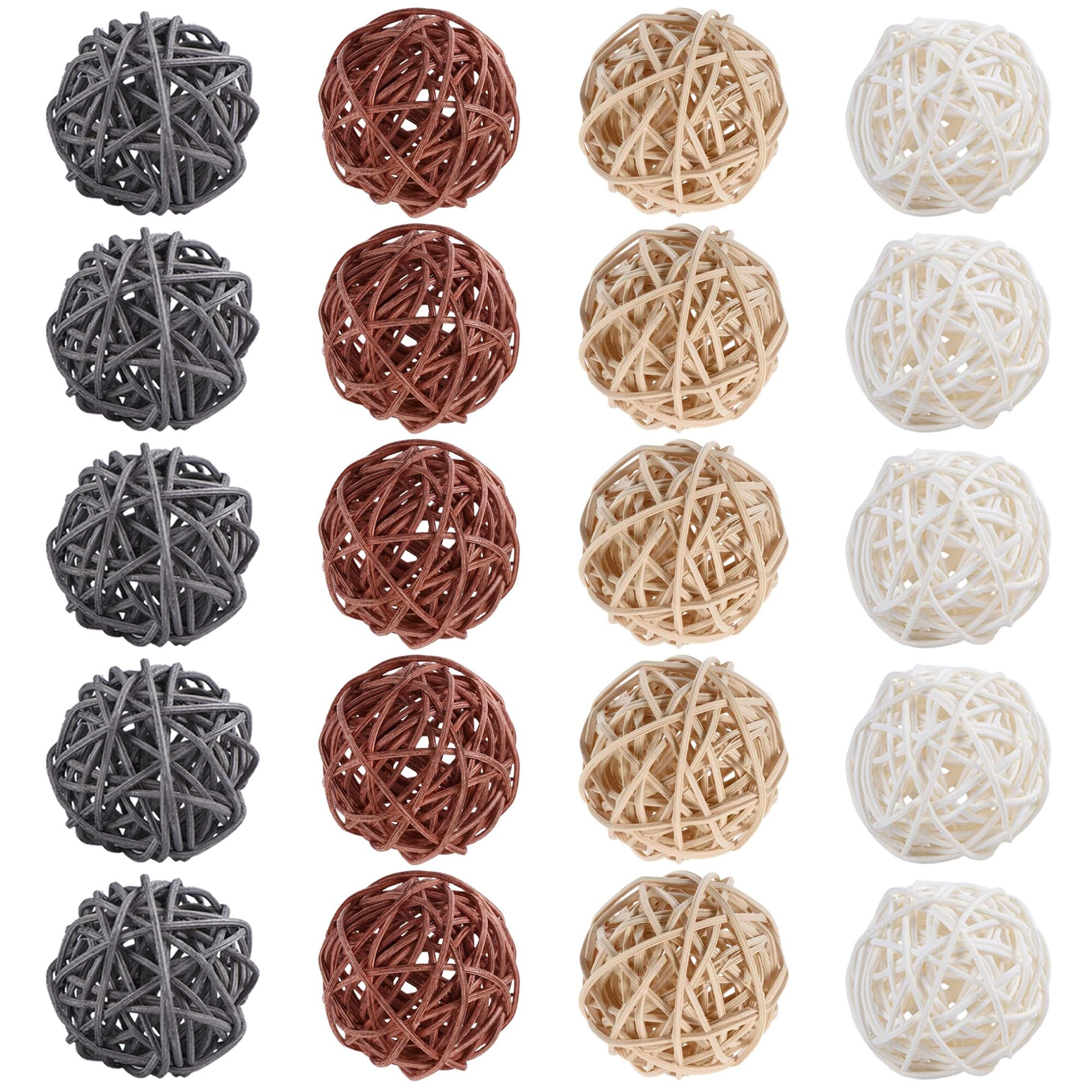 HAOBIN 20 Pieces Wicker Rattan Balls Decorative Hand Woven 3cm Multicolor Perfect for Wedding Home Decoration