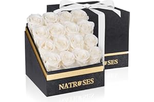 NATROSES Forever Preserved Roses in a Box, 100% Real Roses That Last Up to 3 Years, Flowers for Delivery Prime Birthday, Valentines Day Gifts for Her (White)