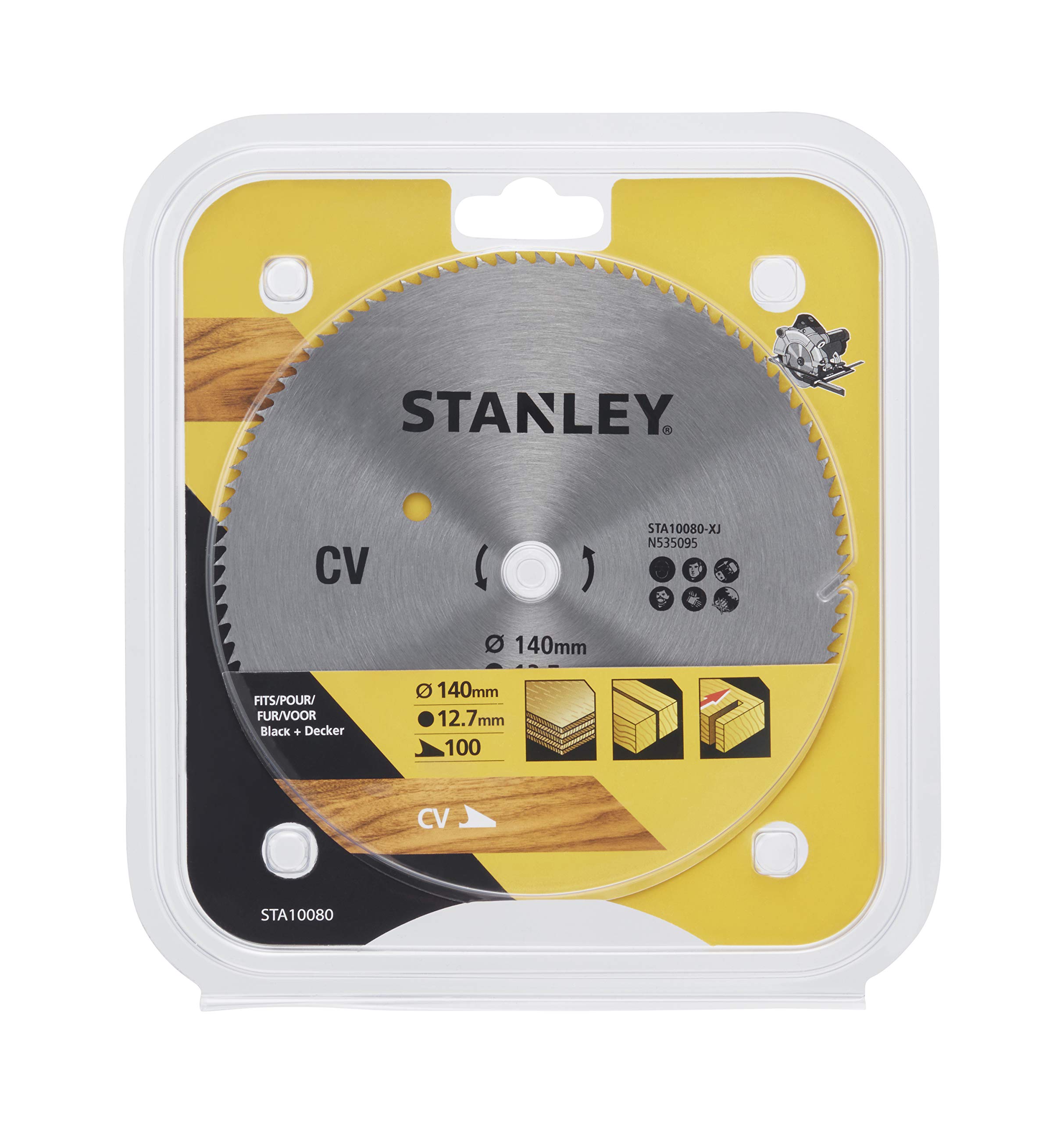 STANLEY STA10080-XJ Circular Saw Blade, 140 mm x 12.7 mm, 100T
