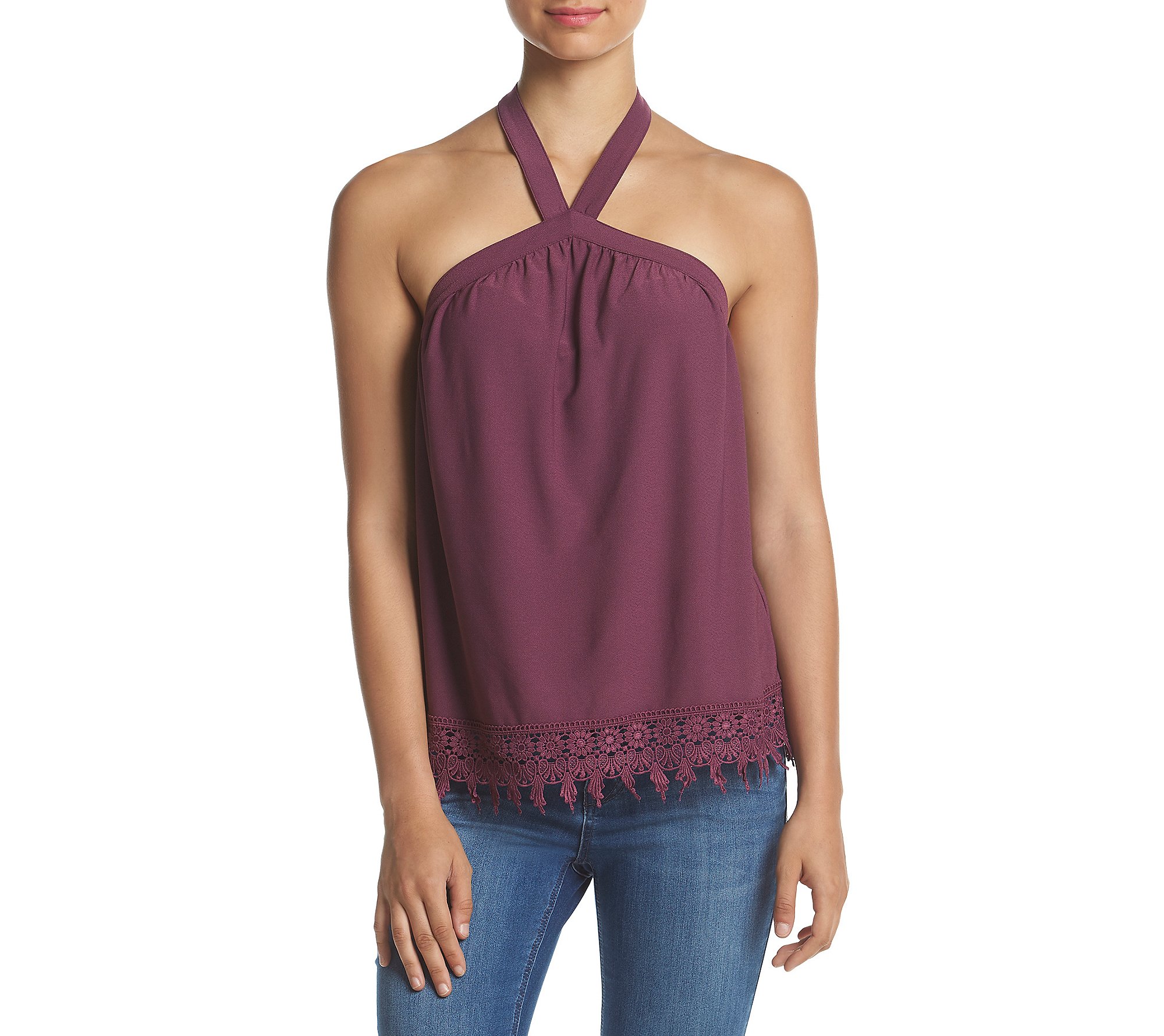 Women's Knit Halter Top with Criss Cross Back