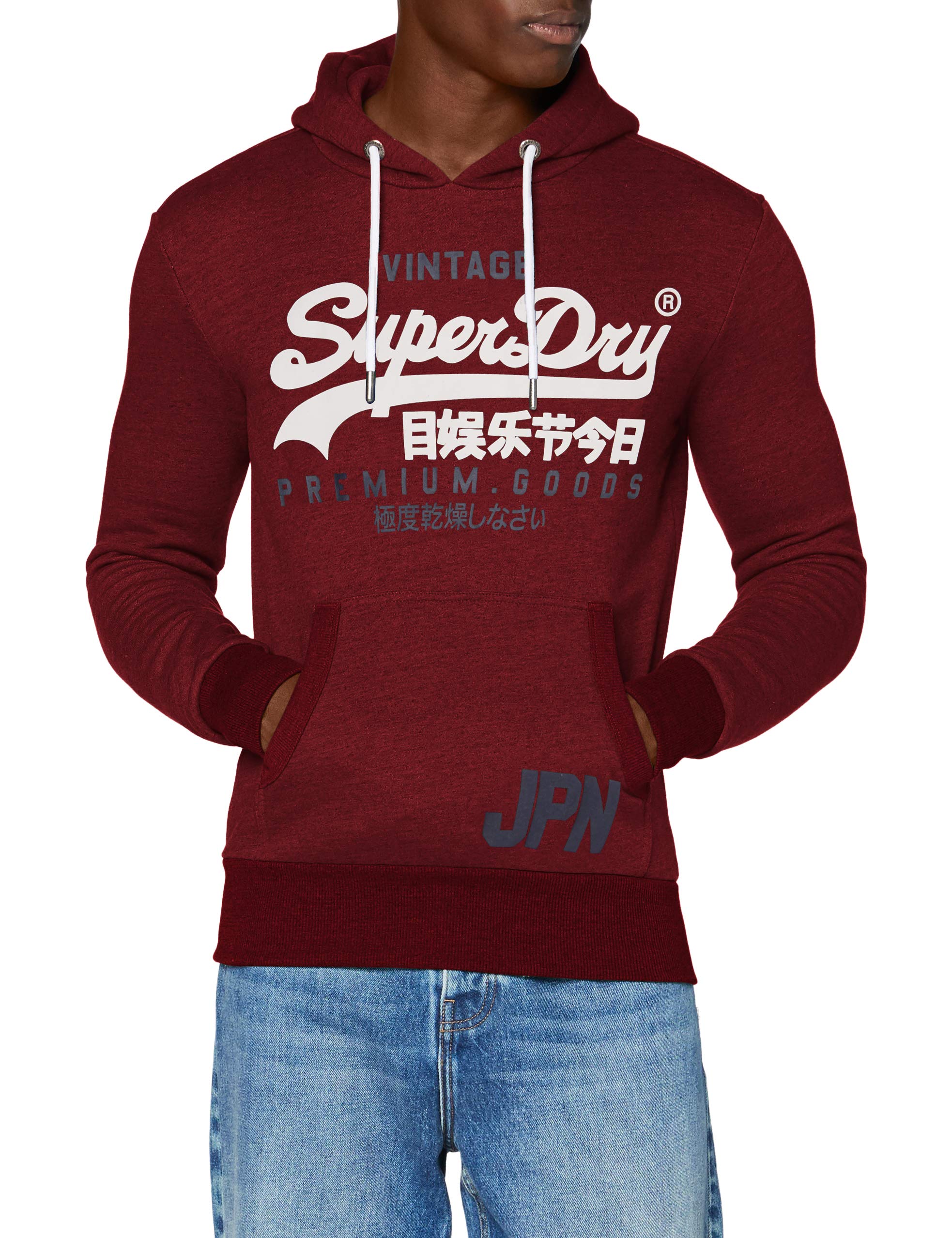 Superdry Mens Vintage Logo Duo Hoodie, Slim Fit, Brushed Lining