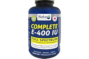 Naka Platinum Complete Vitamin E 400IU, Full Spectrum Tocotrienols & Tocopherols, Added Bioperine Black Pepper & Co Q10 in a 