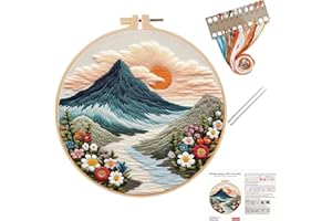 YJHAT Embroidery Starter Kit for Adults Beginners,DIY Cross Stitch Craft Kits Include Embroidery Cloth, Hoops, Color Threads,