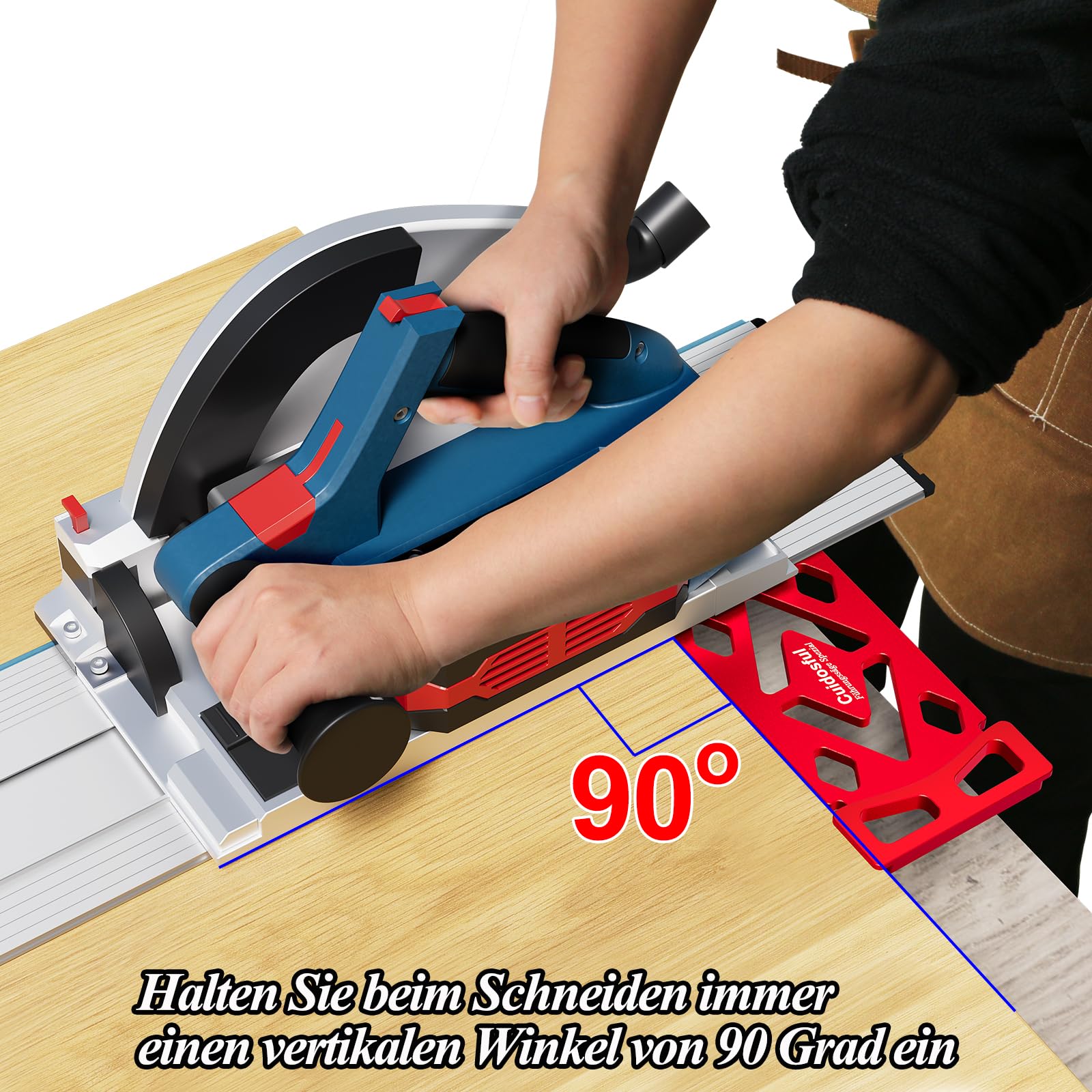 CNC-gefräster 90° Winkelanschlag für Bosch FSN Führungsschiene – Präziser, Vertikaler Schnitt für Holz- und DIY-Projekte – Kompatibel mit Bosch FSN Systemen, Ideal für Holzplattenschneidarbeiten 3