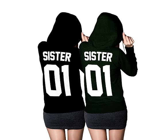 Sister Pullis Für Zwei Mädchen - Pullover Hoodie Set - Best Friends Freundin Pullover Schwarz