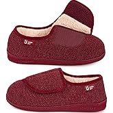 LongBay Women's Adjustable Slippers Non Slip Wide House Shoes Indoor Outdoor Diabetic Swollen Feet