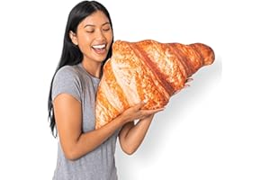Much Comfort 23" 3D Flaky Croissant Throw Pillow - Made with Super Soft & Ultra Premium Fabric - Cute, Comfortable, Plush, Stuffed French Loaf Bread Toast Cushion for Home Decor - Funny Gift - Medium