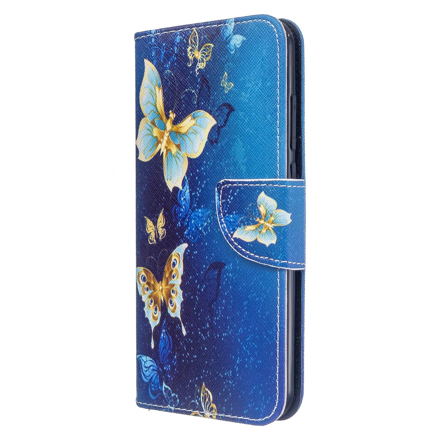 for Samsung Galaxy A52s 5G/A52 5G/A52 4G Case, Magnetic PU Leather Flip Folio Wallet Phone Cover Soft TPU Shockproof Bumper Protective Case with ID Holder Card Slots Kickstand - Golden Butterfly