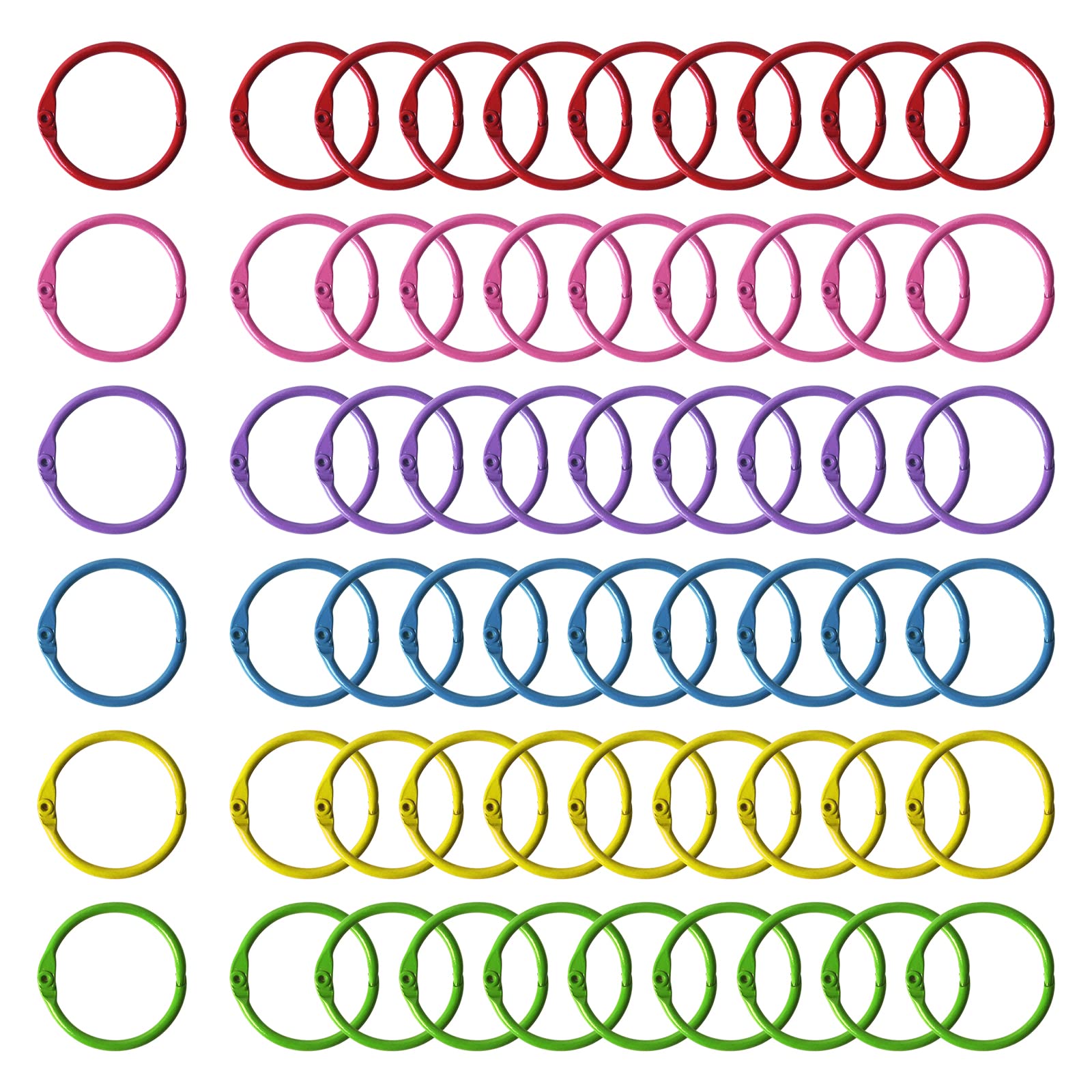 suchkawe 60 Pieces Metal Binder Ring Loose Leaf Ring Multicolor Metal Loose Leaf Book Binder Hinge Flexible Book Rings for Scrapbook Loose Leaf Book DIY Crafts Decorations(6 Colors)