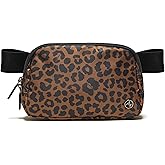 Pander Two Way Zipper Fanny Pack Nylon Everywhere Belt Bag for Women, Water Repellent Waist Packs, Crossbody Bags with Adjustable Strap (Midnight Leopard)