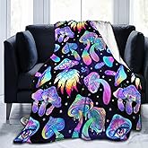 Hippie Mushroom Magic Blanket, Soft Blankets Flannel Bed Throw Cozy Lightweight Plush Gifts for Women Men Boys Girls Sofa Couch Bedroom Living Rooms Warm All Season, Home Decor, Small 50"x40"