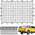 Heavy Duty Cargo Net for Pickup Truck Bed - 4' x 6' Stretches to 10' x 15' - Small 4"x4" Latex Bungee Net Mesh with 24 Clips - Compatible with Ford, Chevy, Dodge Ram, Toyota