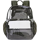 GiMiUiTo Clear Backpacks for School,18'' Large Clear Backpack Heavy Duty Clear Backpack See Through Backpack Clear Bookbag for Student,School,Work,Travel,Green