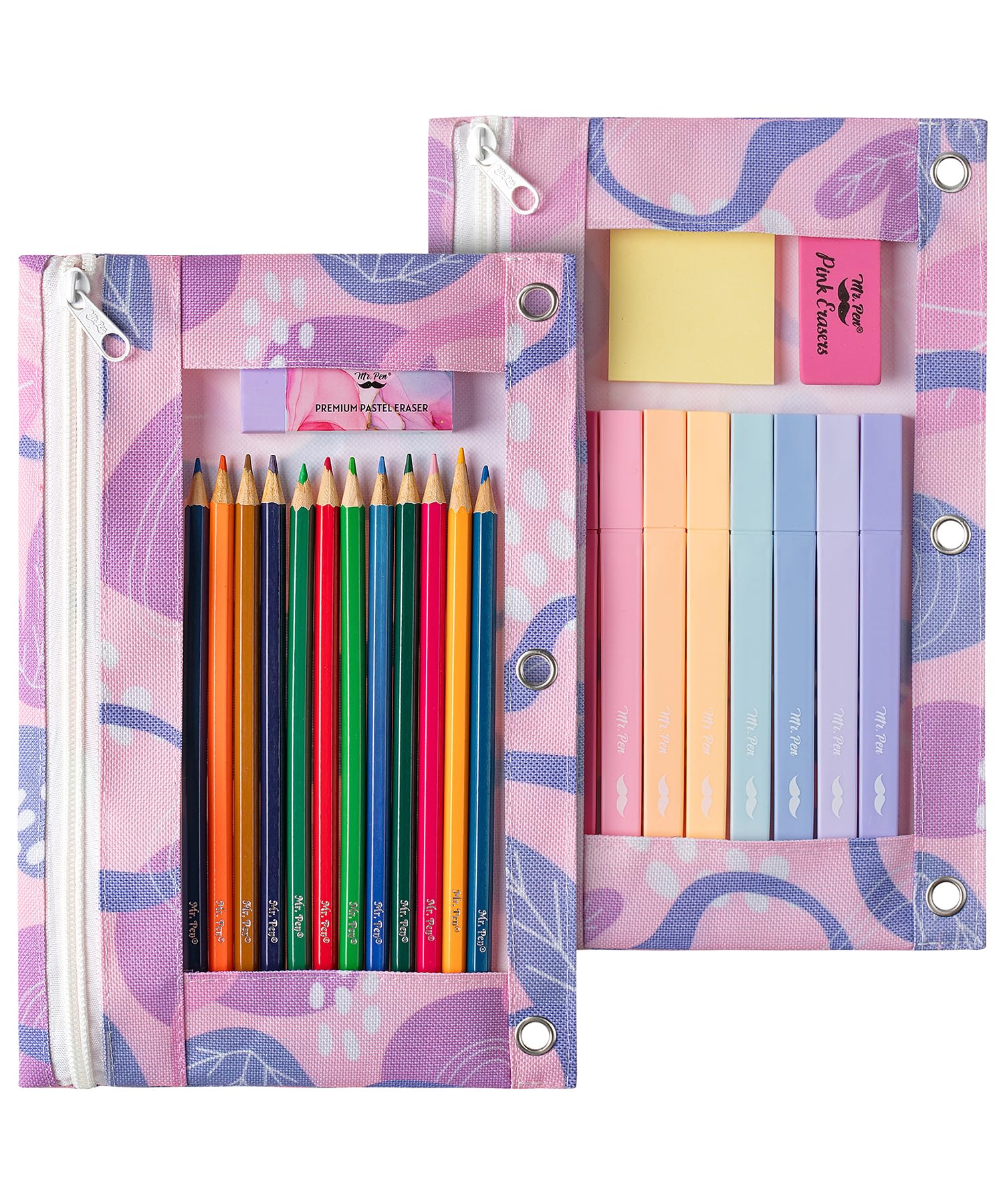 Photo 1 of Mr. Pen 2Pack Zipper Pencil Cases - 3 Ring Binder Pouch with Zipper