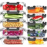 Skroam 10 Pack Glass Food Storage Containers with Lids, Glass Airtight Meal Prep Container Set for Lunch, on the Go, Leftover