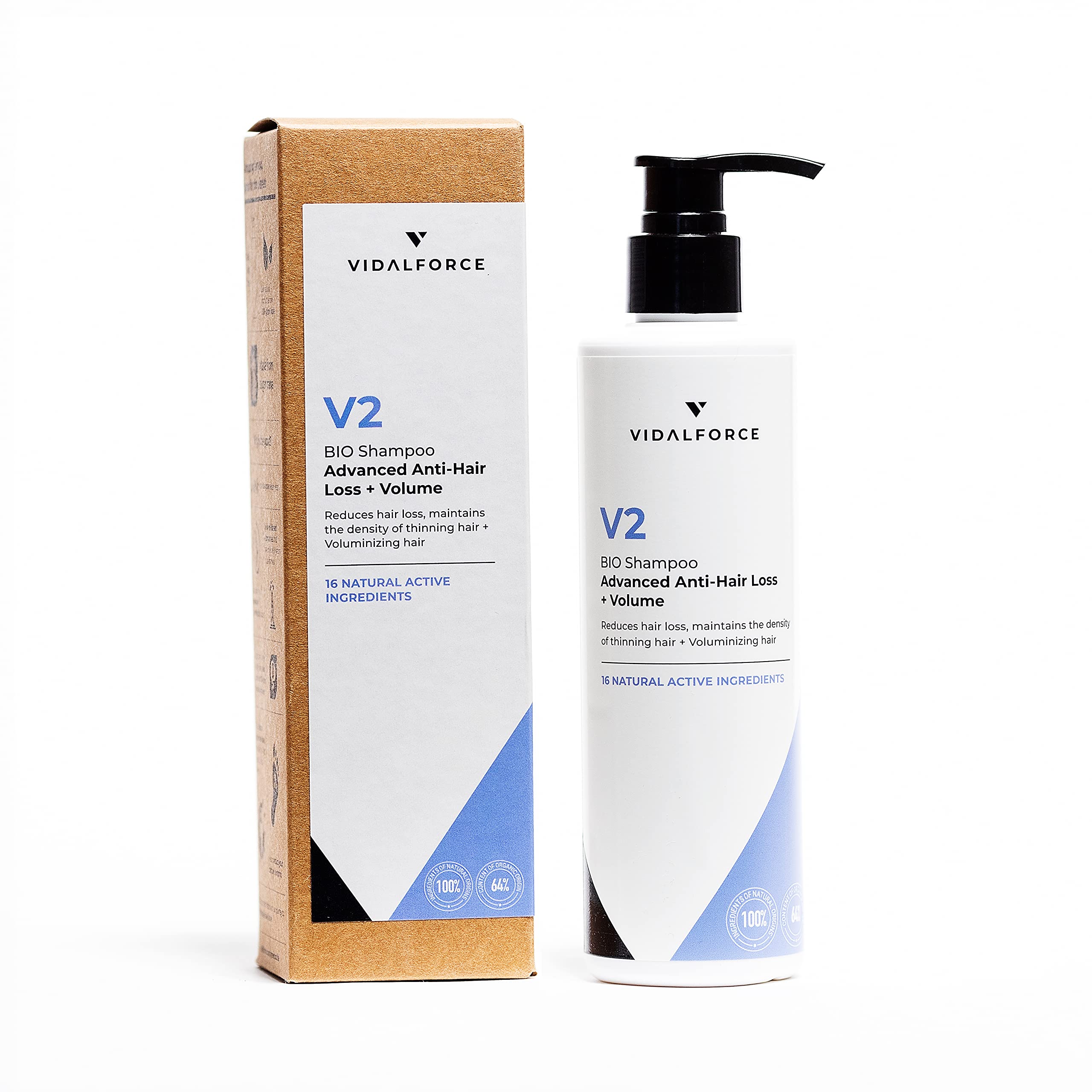 VidalForce, Certified Natural Anti-Hair Loss Organic V2 Shampoo - Advanced Hair Loss - + Instant Volume