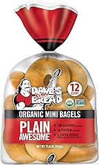 Dave's Killer Bread Plain Awesome Mini Bagels, Organic Bagels, 12 Ct