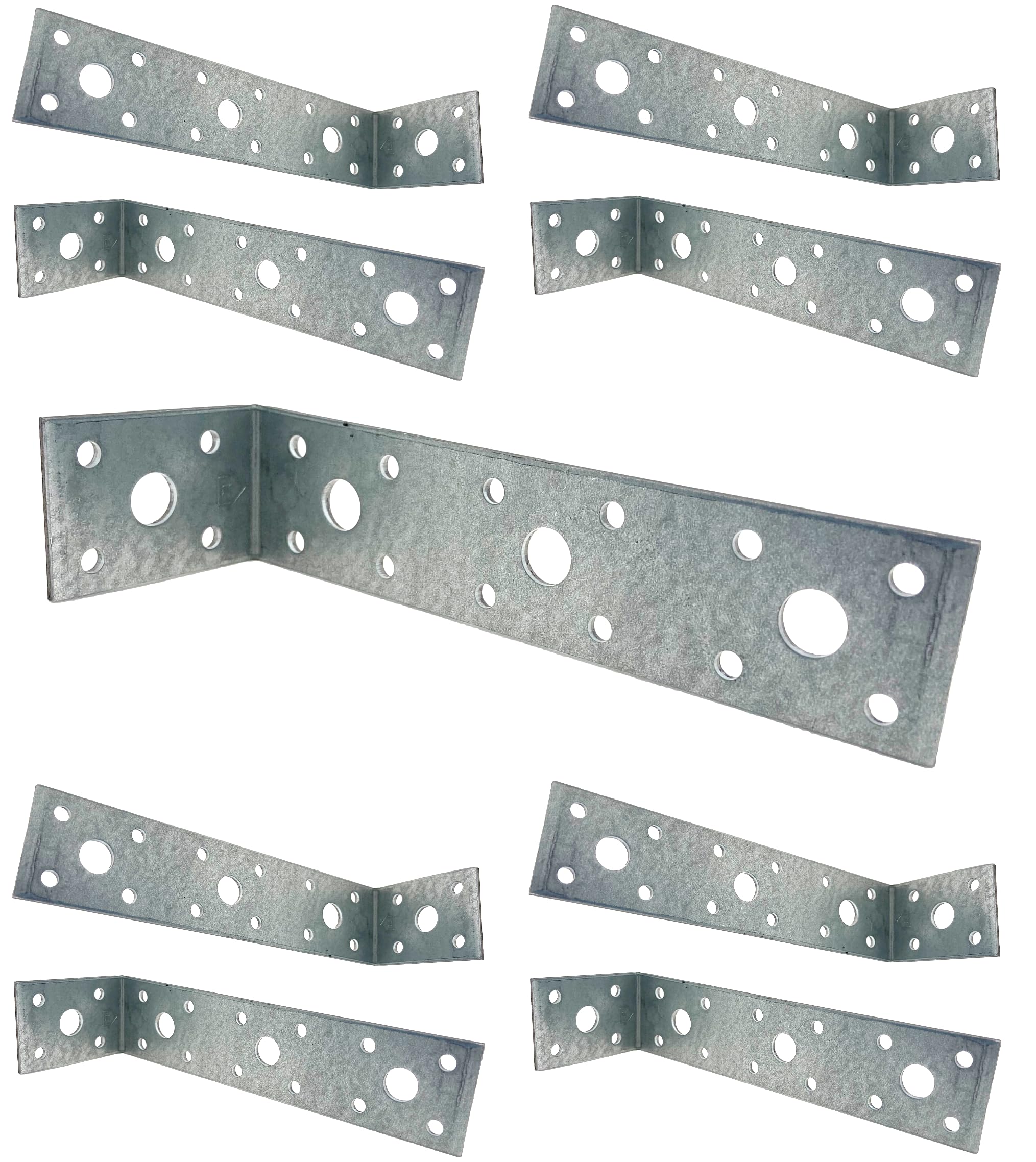 Angle Brackets Corner Braces Plates Heavy Duty Metal Steel Sheet Galvanised 5.91" x 1.97" x 1.38" (150 x 50 x 35mm) Thick 0.1" (2.5mm) Pack of 10pcs