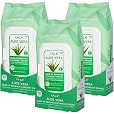 CALA Aloe Vera Makeup Remover Wipes, 3 Pack (180 Sheets), Cleansing Tissues | Dissolves foundation, mascara and sunscreen with no rinsing; soft, alcohol-free cloths soothe sensitive skin
