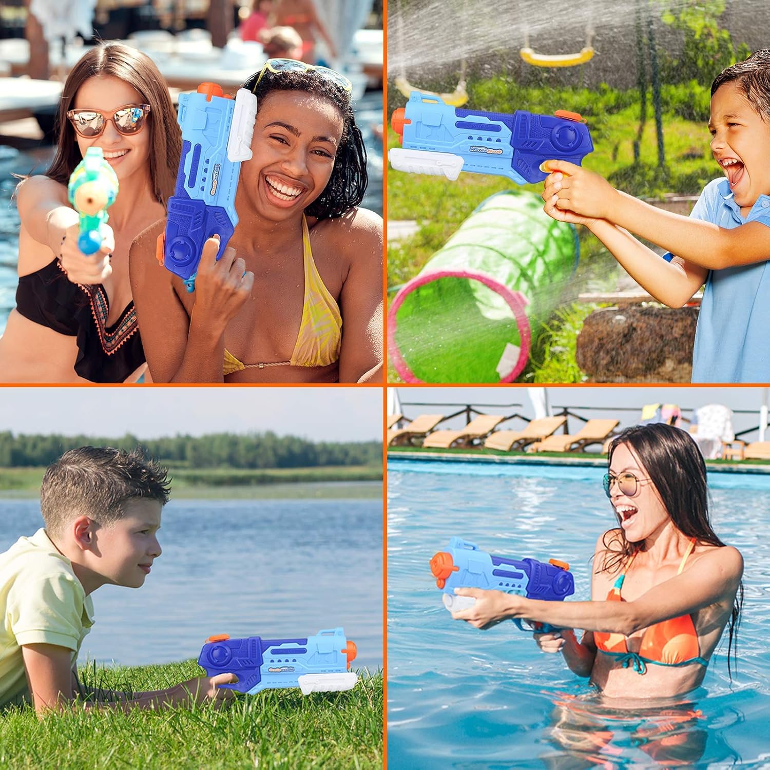 Water Gun 2 Pack Water Guns for Kids Adults 900CC , Squirt Guns Water Blaster Long Range Toy Gun Gifts for Boys Girls, Summer Swimming Pool Beach Sand Outdoor Toys: Toys & Games
