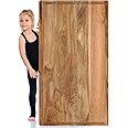 Teenyyou Large Acacia Wood Cutting Boards for Kitchen Extra Large Wooden Cutting Board with Juice Groove Extra Large Serving Platter Pre Oiled Wooden Carving Tray for Meat Cheese(Natural,32*18 Inch)