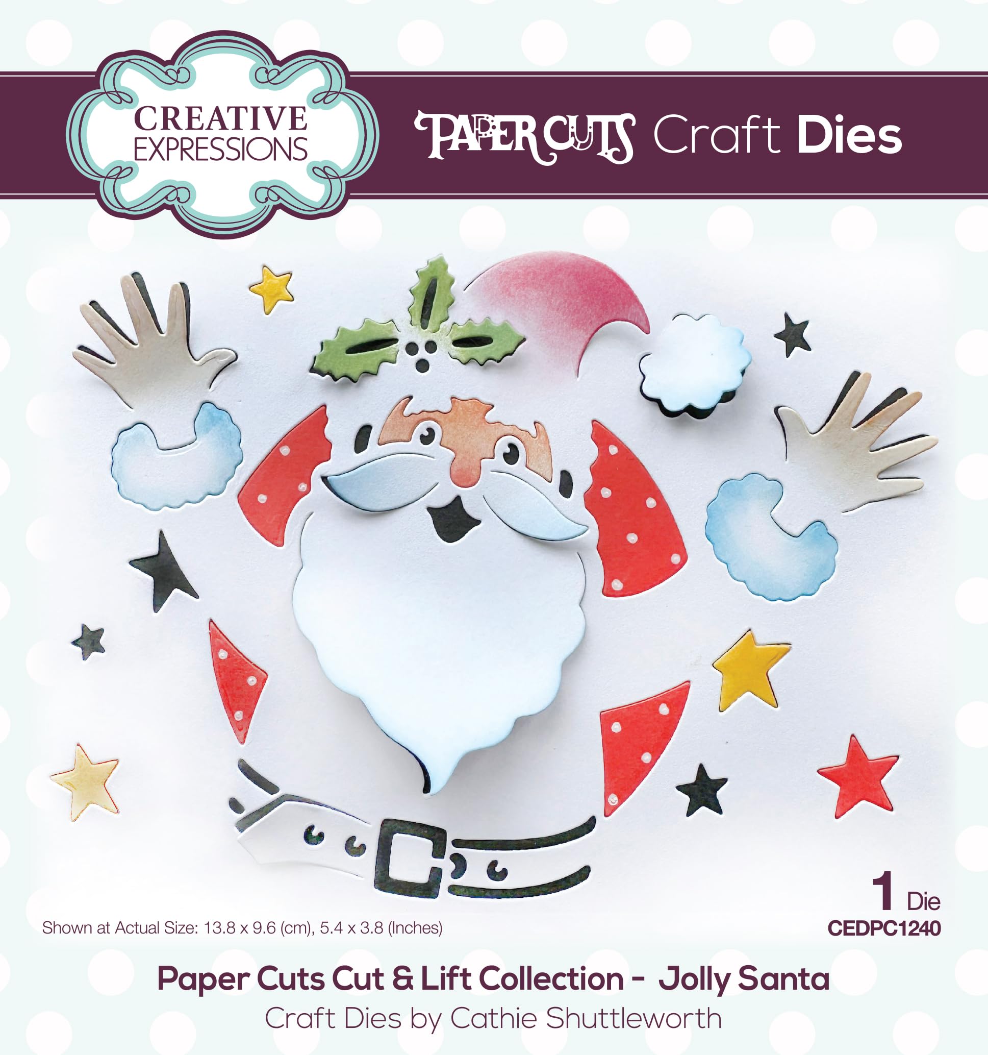 Creative Expressions Paper Cut & Lift Collection-Jolly Santa Craft Die, Metal, 5.4 in x 3.8 in