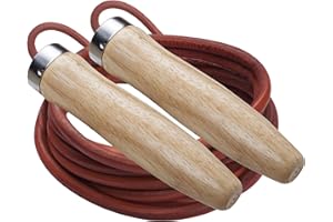 Champion Sports Wood Handle Jump Ropes – Durable Nylon or Leather Bearings - Skipping Rope, Fitness, Cardio Training, Agility, and Exercise Workouts