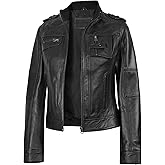 Blingsoul Real Leather Jacket For Women -Women's Stand Collar Style Leather Jackets