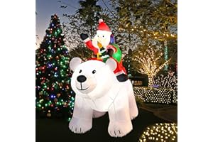 BUPPLEE Christmas Inflatables Outdoor Decorations 7FT Santa Clause Riding The Polar Bear with Shaking Head Blow Up Yard Decor w/Built-in LED Lights for Xmas Holiday Party Decor Indoor Garden Family Lawn