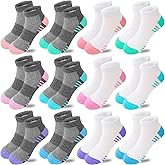 Bemeol Girls Socks 12 Pairs Ankle Sock Girl Athletic Cotton Sports Low Cut Socks for Kids