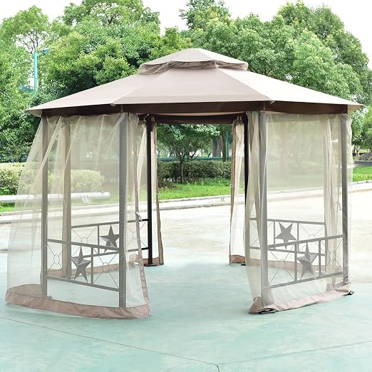 Tangkula Gazebo Octogonal de 2-Tier 12, 5 ft al Aire Libre Patio ...