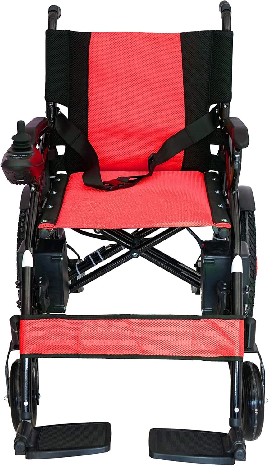 Electric Wheelchair Electric Power Wheel Chair Motorized Foldable Mobility Scooter Wheelchair Automated Wheelchair (RED): Health & Personal Care