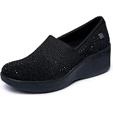 Skechers Women's Pier-Lite Reflection Loafer | Martha Stewart Collab, Casual, Slip-ins, Air-Cooled Memory Foam, Stretch Fit, Vegan, Wedge