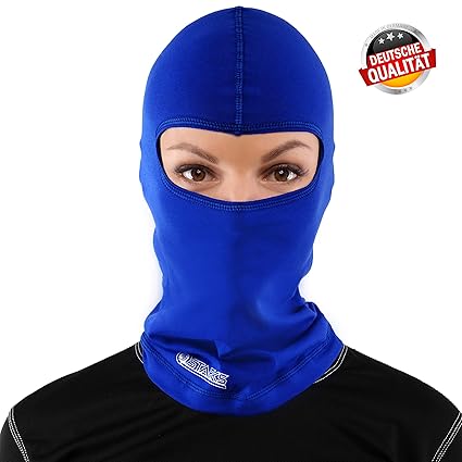 Starks Herren und Damen Sturmhaube Motorrad Sommer Balaclava Fahrrad Sturmmaske, Schwarz/Weiß//Blau, One Size, 90% High Quali